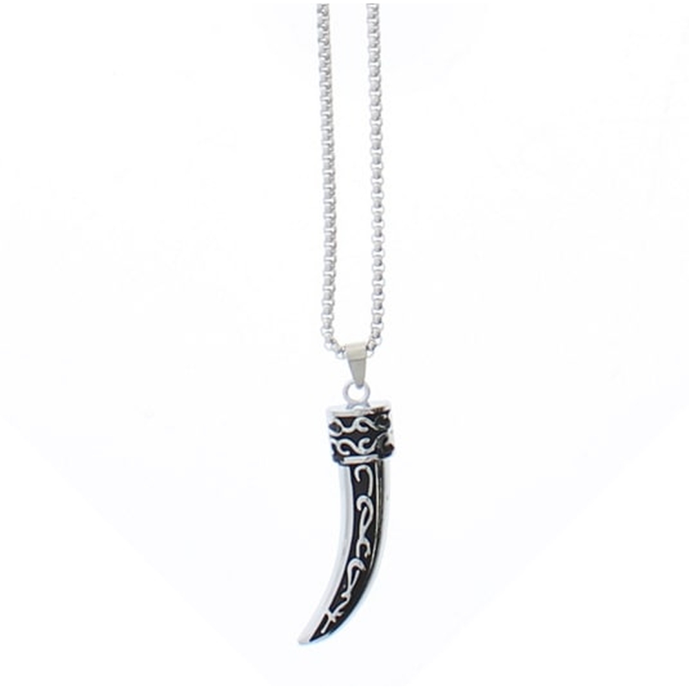Zac's Alter Ego - Engraved Black & Silver Dagger Chain Necklace Ketting - Zilverkleurig
